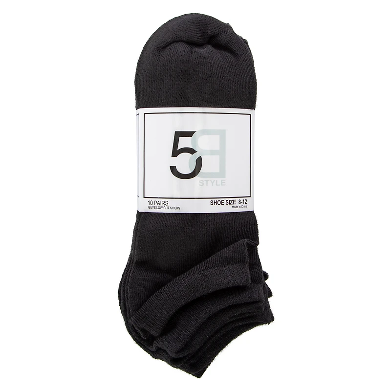 Mens Black Low-Cut Socks 10-Pack