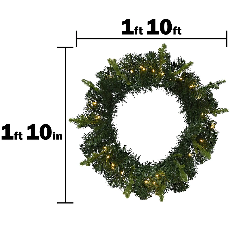 Faux Greenery Light-Up Wreath 22in