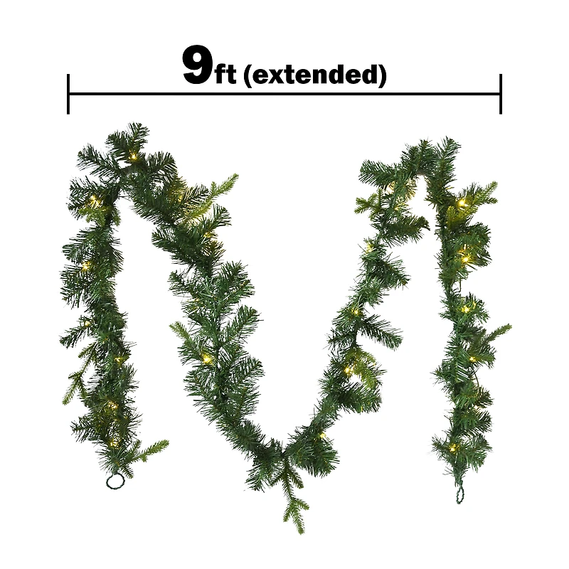 9ft Faux Greenery Light-Up Garland
