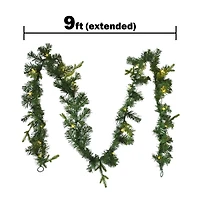 9ft Faux Greenery Light-Up Garland