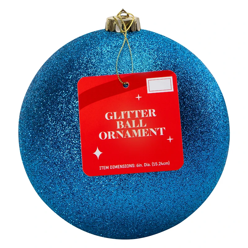 Large Glitter Ball Christmas Ornament 6in