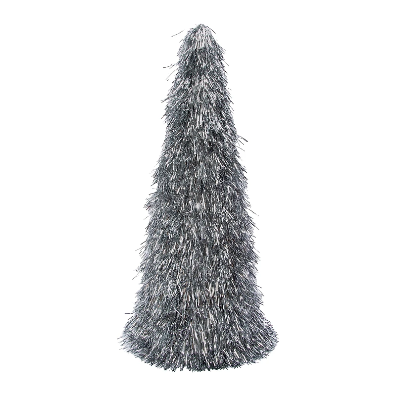 XL Tinsel Cone Christmas Tree 12in x 28in - Silver