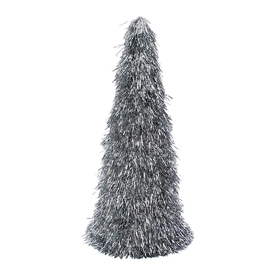 XL Tinsel Cone Christmas Tree 12in x 28in - Silver