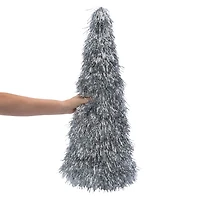 XL Tinsel Cone Christmas Tree 12in x 28in - Silver