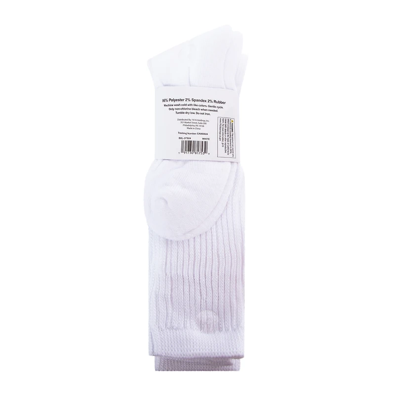 Ladies White Slouch Crew Socks 2-Pack