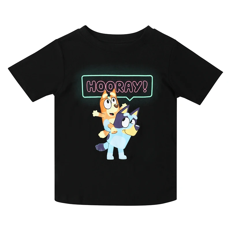Kid's Bluey™ & Bingo 'Hooray!' Graphic Tee - Black