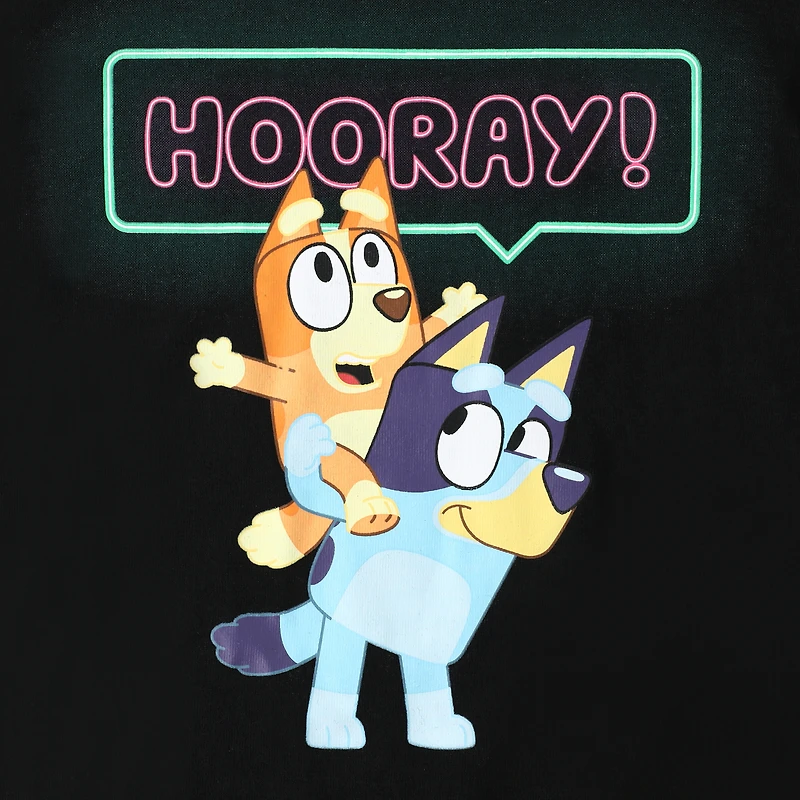 Kid's Bluey™ & Bingo 'Hooray!' Graphic Tee - Black