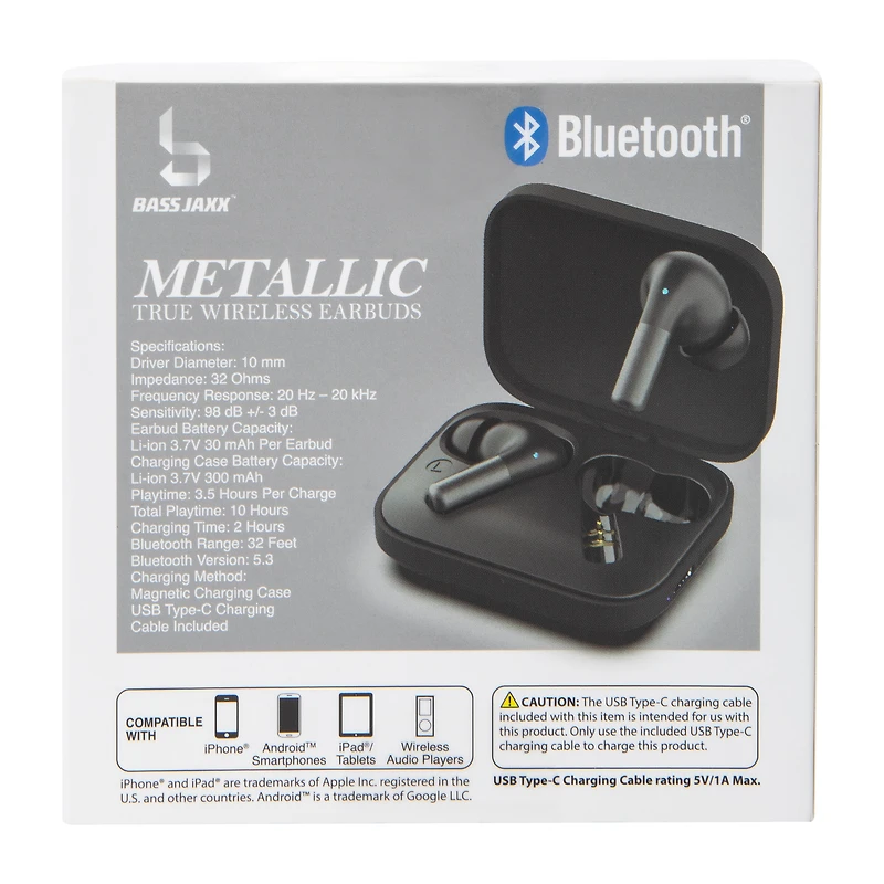Bass Jaxx Metallic True Wireless Earbuds
