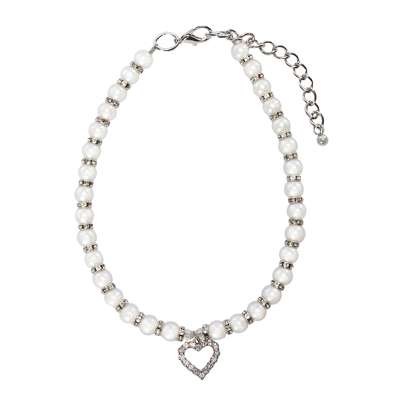 Pearl & Heart-Charm Pet Jewelry - Medium