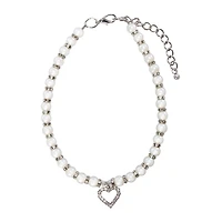 Pearl & Heart-Charm Pet Jewelry - Medium