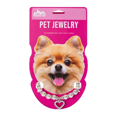 Pearl & Heart-Charm Pet Jewelry - Large