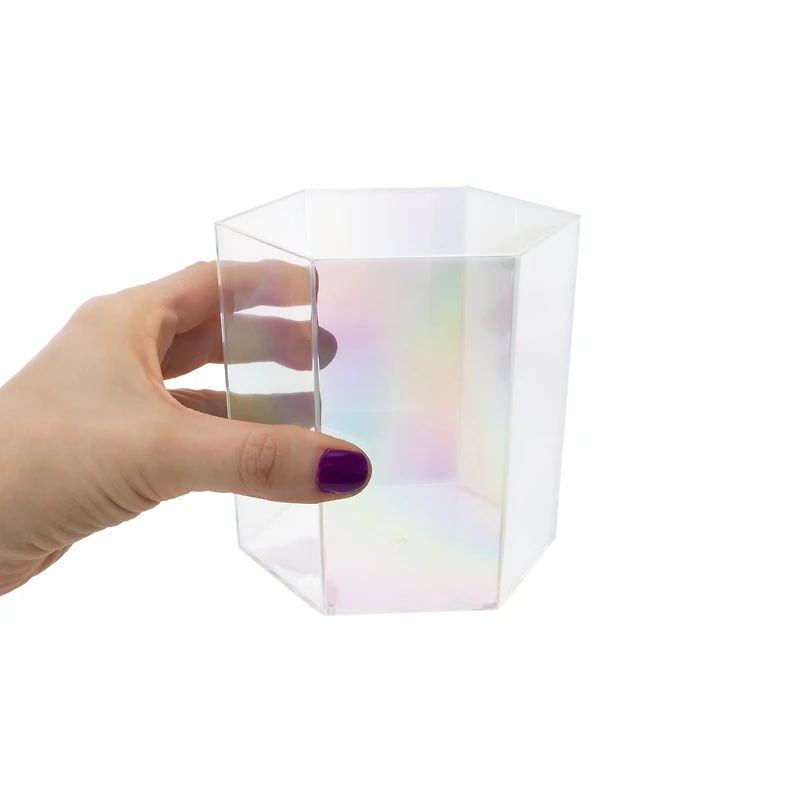 Iridescent Hexagon Cosmetic Brush Cup