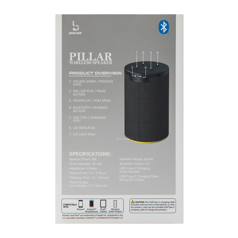 Bass Jaxx™ Pillar Wireless  Bluetooth® Speaker