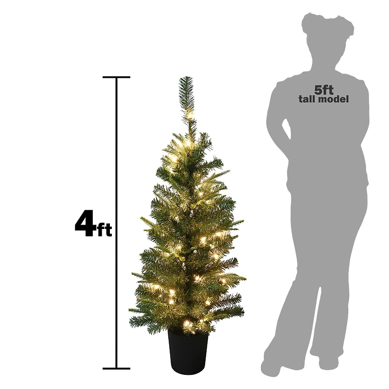 Potted Christmas Tree With Lights