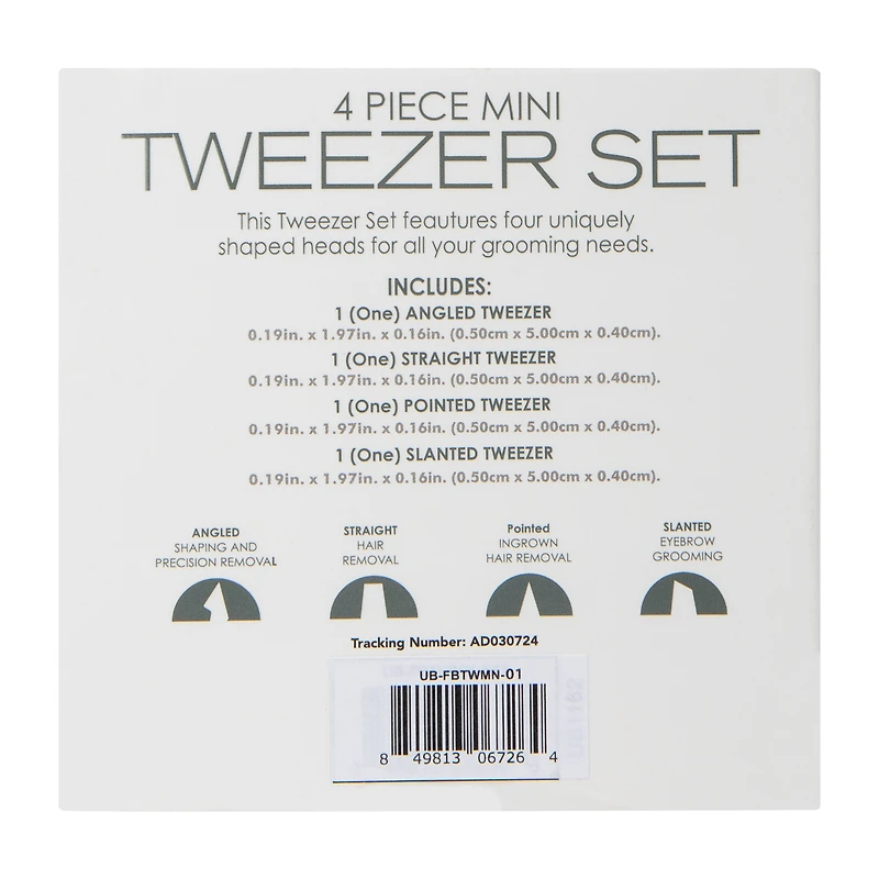 Mini Tweezers Set 4-Count