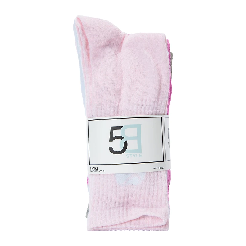 Ladies Crew Socks 5-Pairs