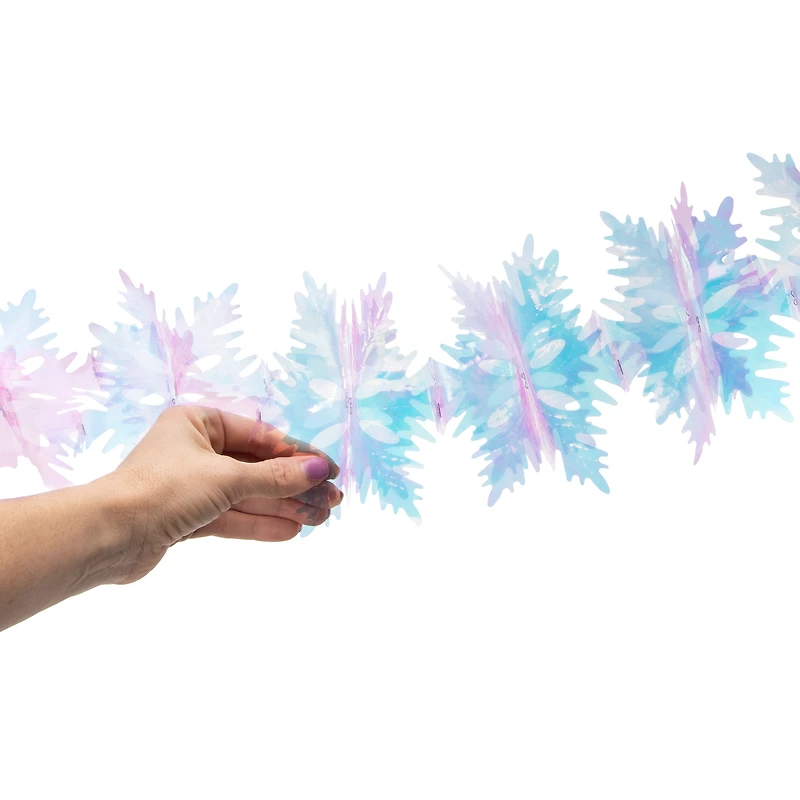 Iridescent Snowflake Garland 12-feet