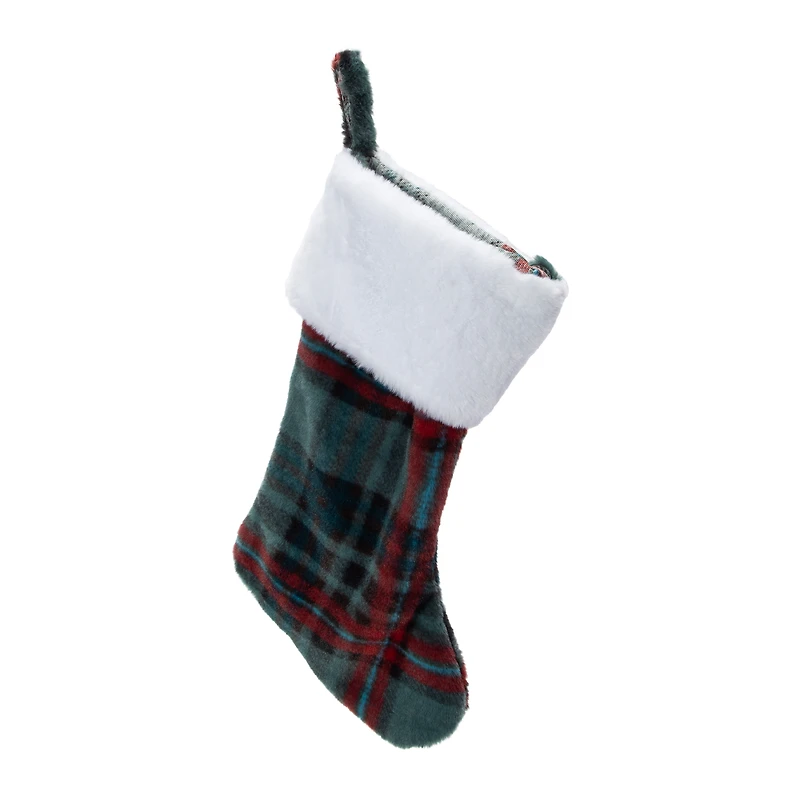 Fuzzy Plaid Christmas Stocking