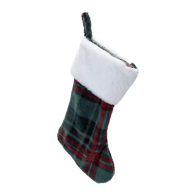 Fuzzy Plaid Christmas Stocking