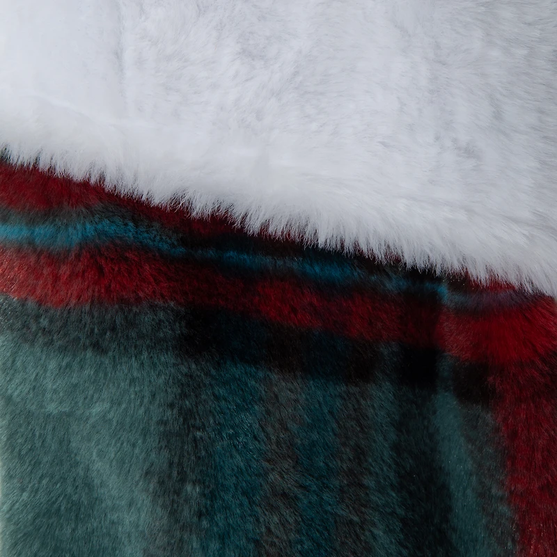 Fuzzy Plaid Christmas Stocking