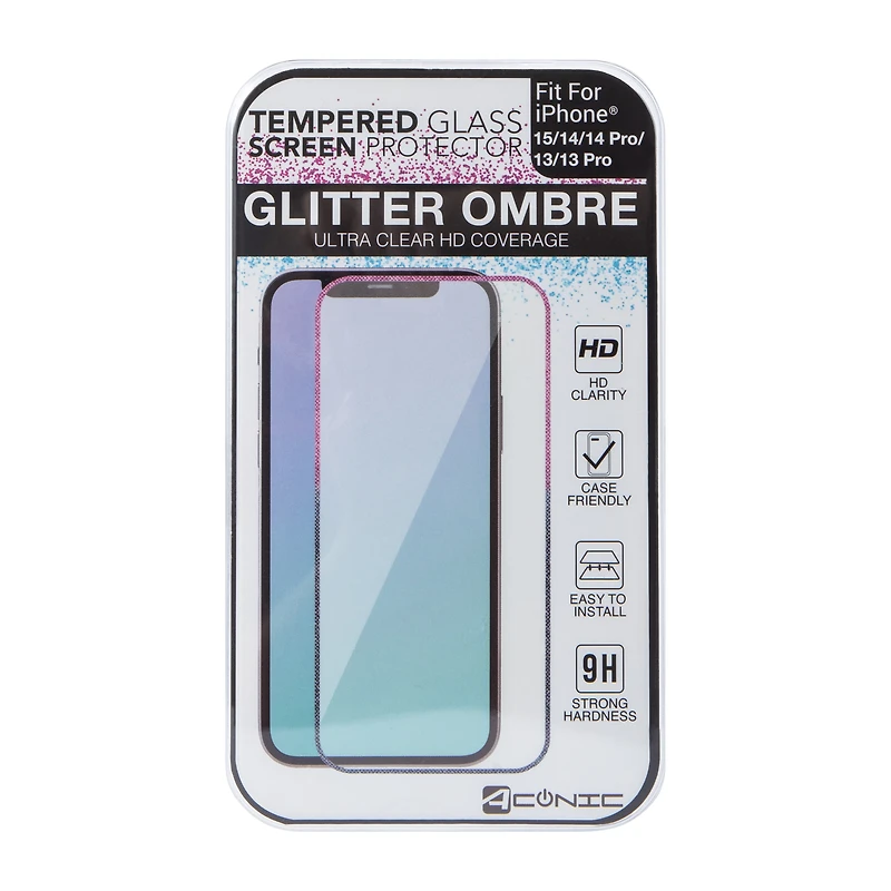 iPhone 15®/14® Glitter Ombre Tempered Glass Screen Protector