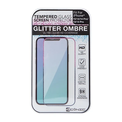 iPhone 15®/14® Glitter Ombre Tempered Glass Screen Protector