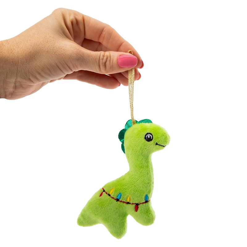 Dino Plush Christmas Ornament 4in x 5in