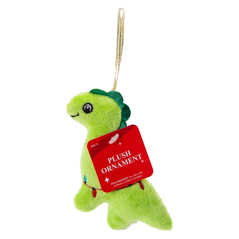 Dino Plush Christmas Ornament 4in x 5in