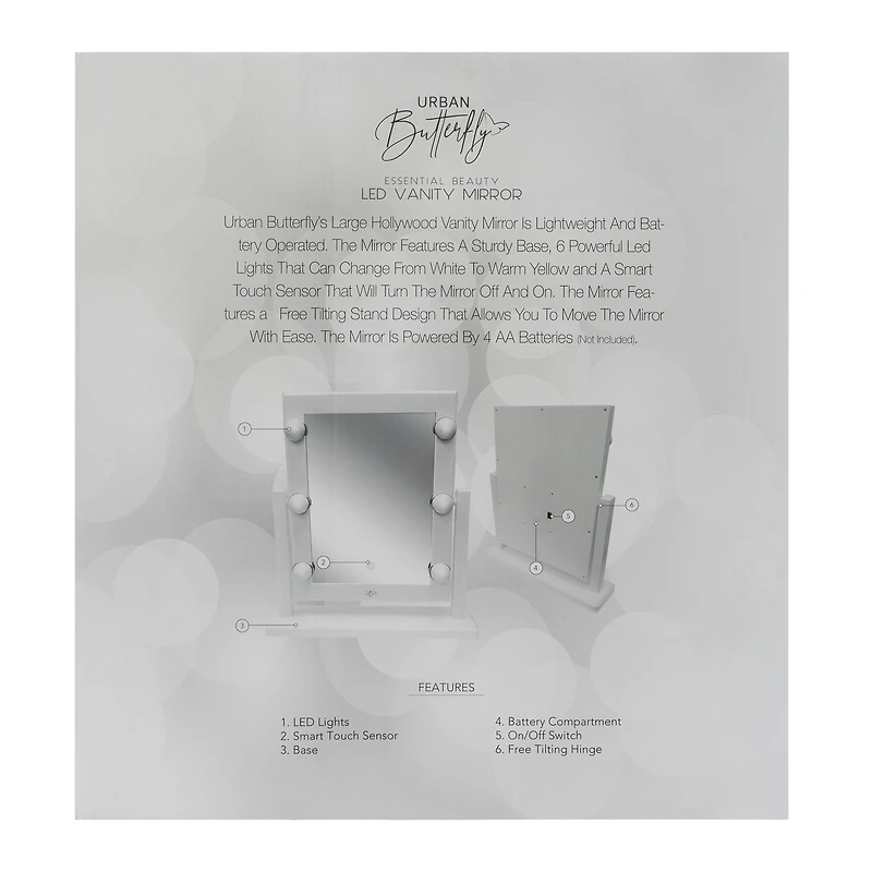 Urban Butterfly Large Hollywood Vanity Mirror