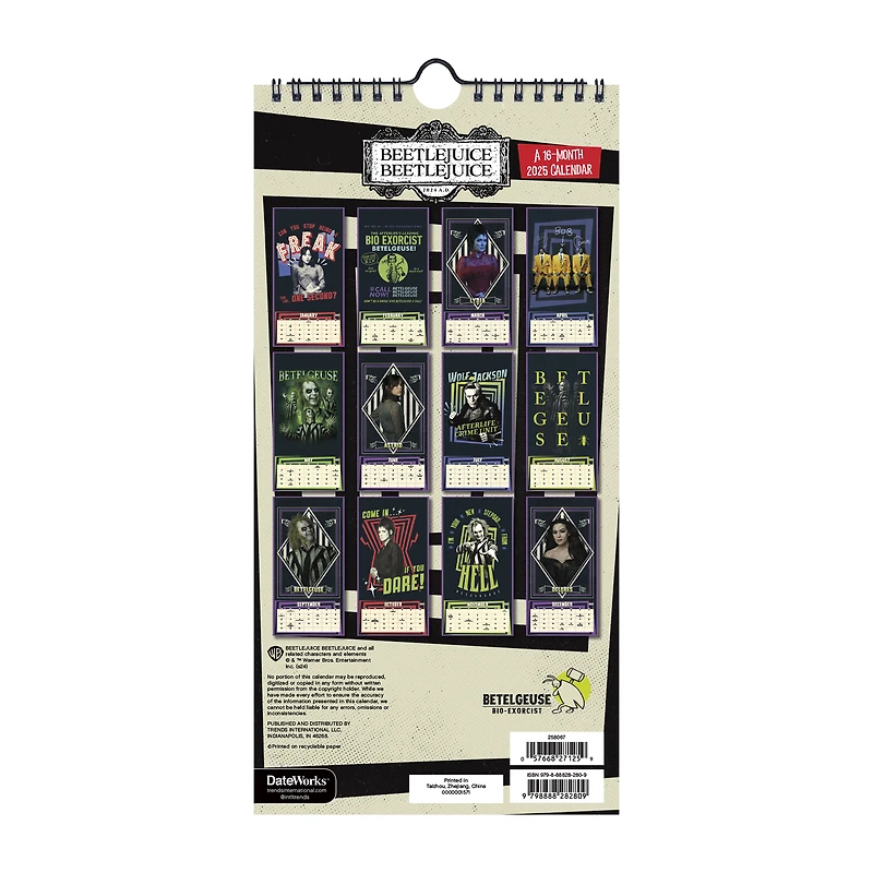 Beetlejuice Beetlejuice 16-Month 2025 Calendar
