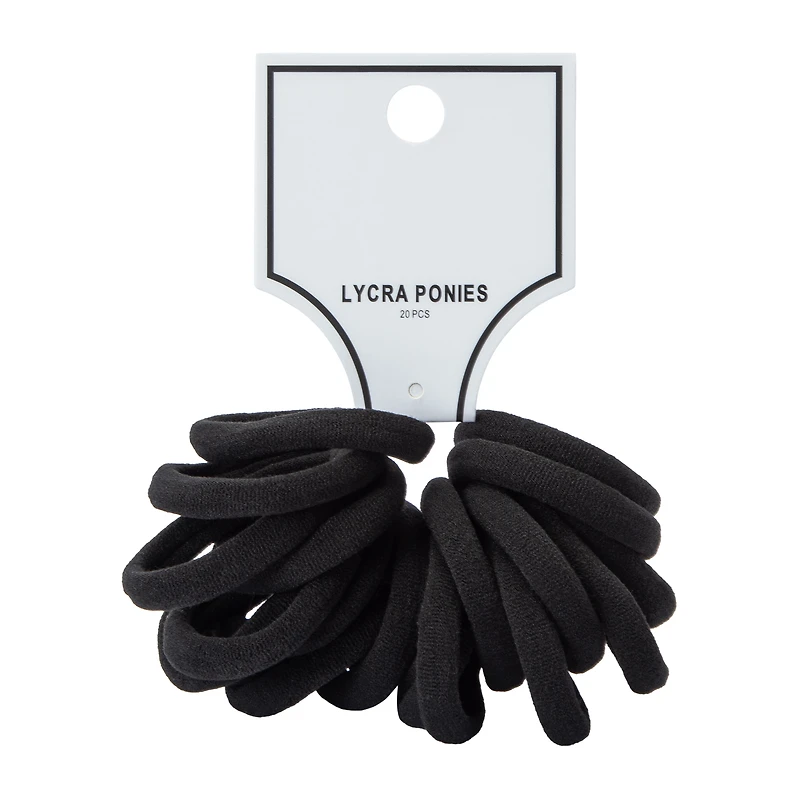 Black Lycra Ponies 20-Pieces