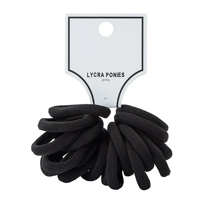 Black Lycra Ponies 20-Pieces