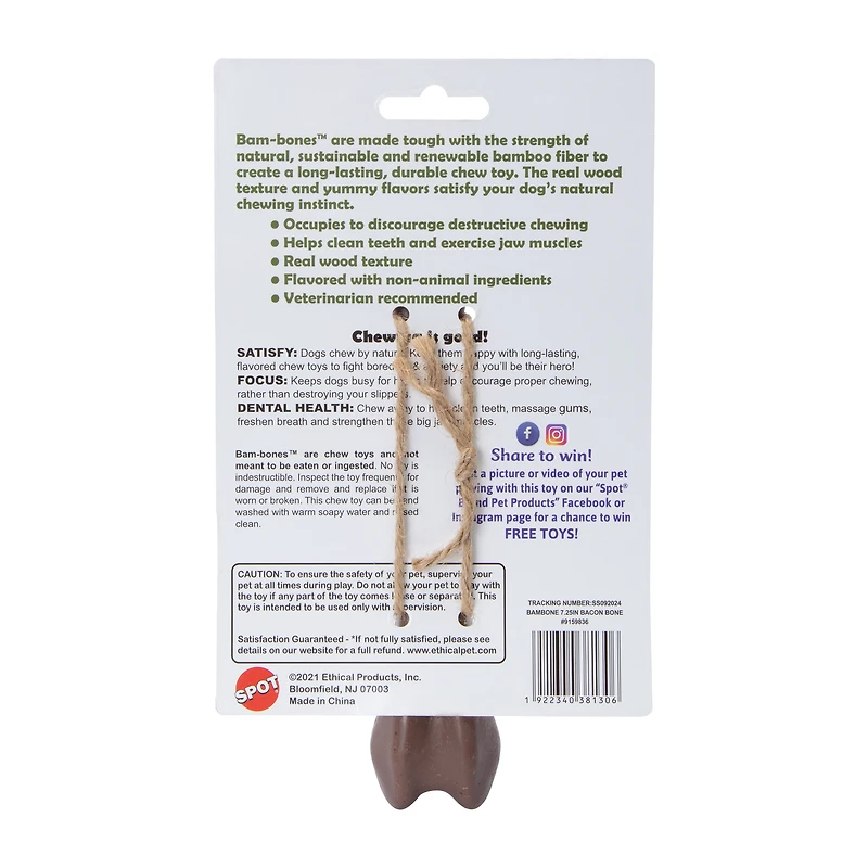 Bam-bones™ Bacon Flavor Pet Toy 7.25in