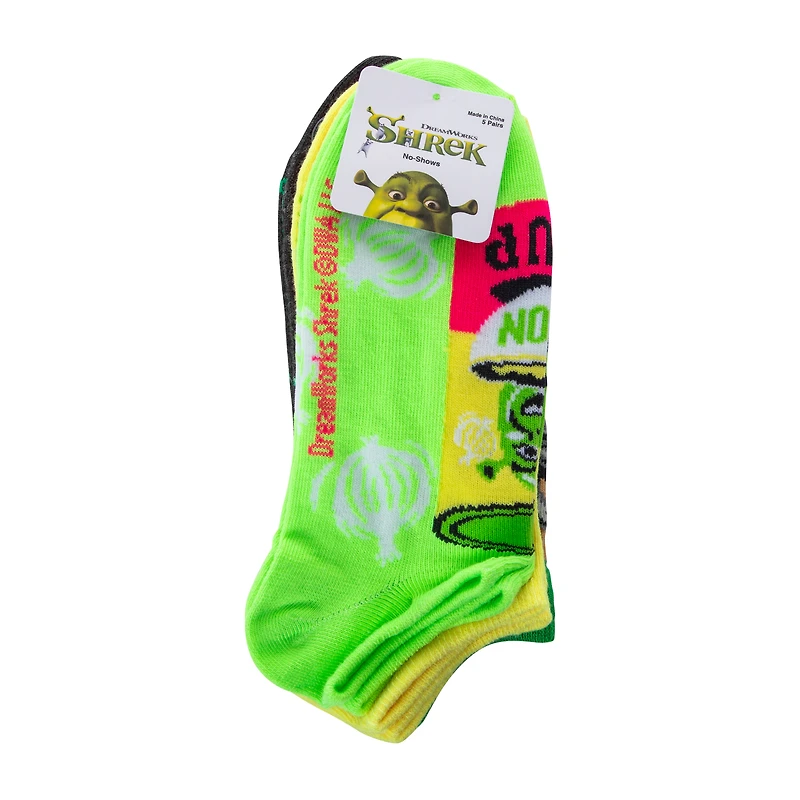 Ladies Shrek No-Shows Socks 5-Pack
