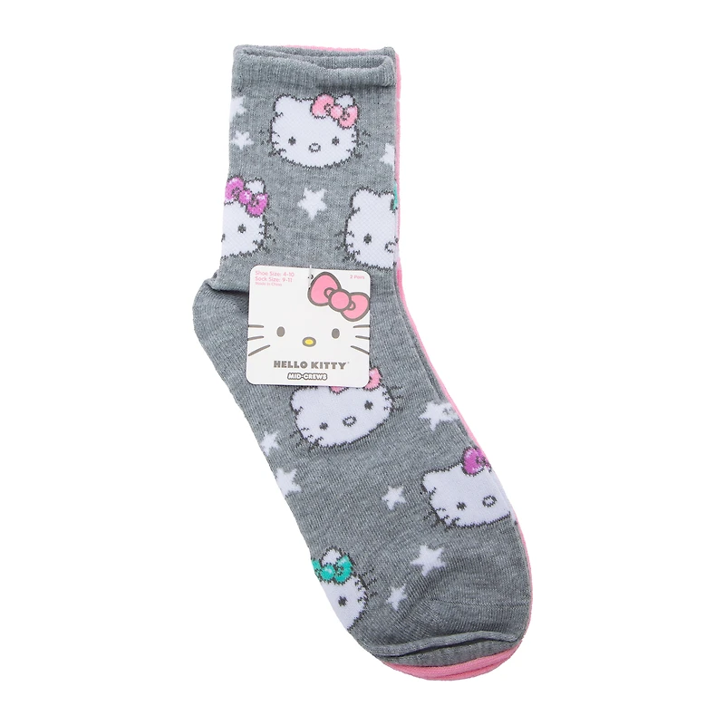 Hello Kitty® Junior Mid-Crews Socks 2-Pairs