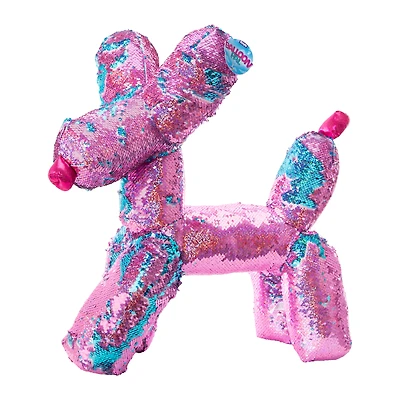 Ploofs™ Big Balloon Animal Dog Sequin Plush Pink & Blue