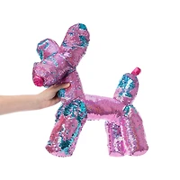 Ploofs™ Big Balloon Animal Dog Sequin Plush Pink & Blue