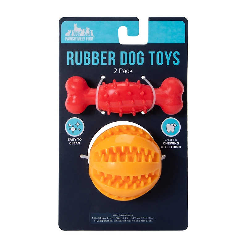 Pawsitively Fun! Rubber Dog Toys 2-Pack