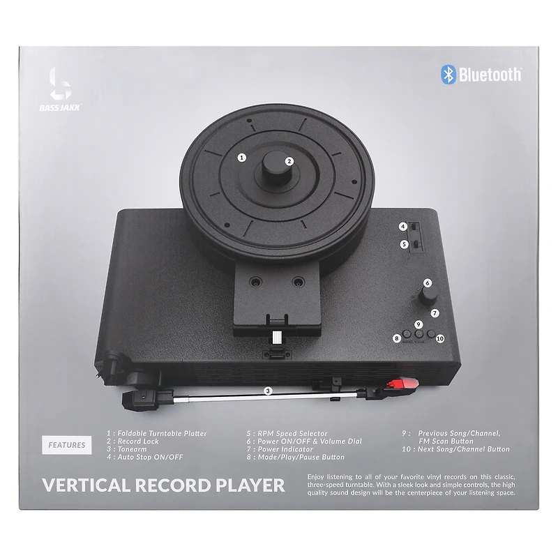 Bass Jaxx Bluetooth® Vertical Record Player