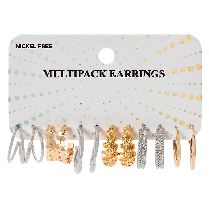 Two-Tone Huggie Hoop Earring Set 6-Pack
