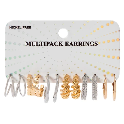 Two-Tone Huggie Hoop Earring Set 6-Pack