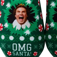 Elf 'OMG Santa!' Ladies Christmas Fleece-Lined Slippers