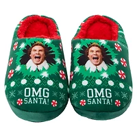 Elf 'OMG Santa!' Ladies Christmas Fleece-Lined Slippers