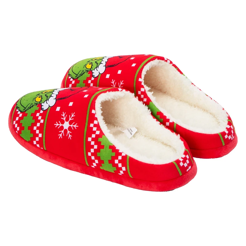 Dr. Seuss™ The Grinch Ladies Christmas Fleece-Lined Slippers