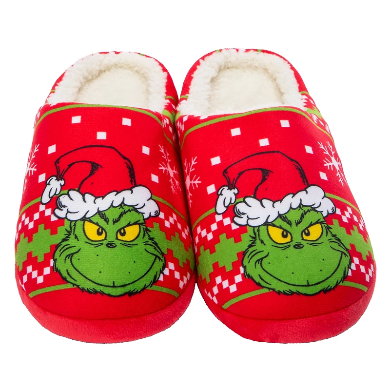 Dr. Seuss™ The Grinch Ladies Christmas Fleece-Lined Slippers
