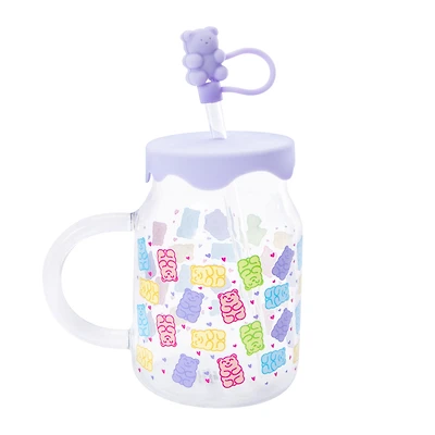 Novelty Glass Sipper With Lid & Straw Topper 20oz