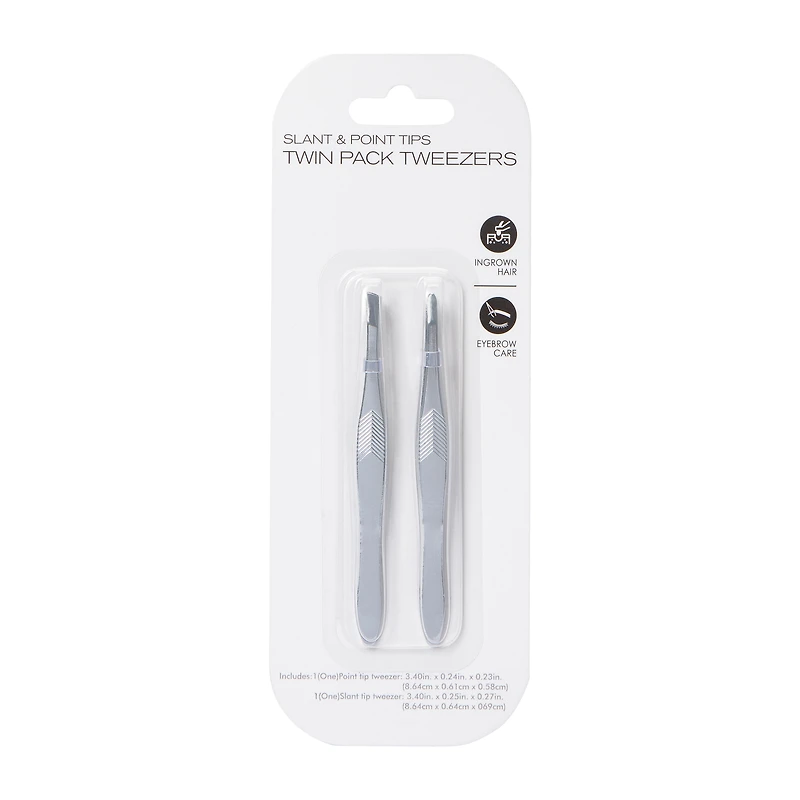 Slant & Point Tips Twin Pack Tweezers 2-Pack