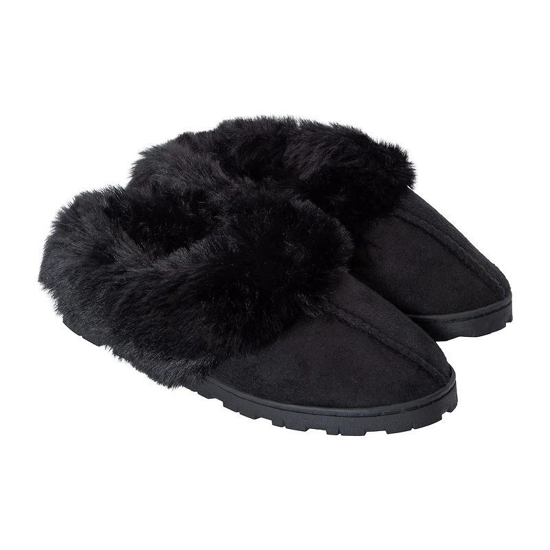 Women's Fluffy Suede Scuff Slippers