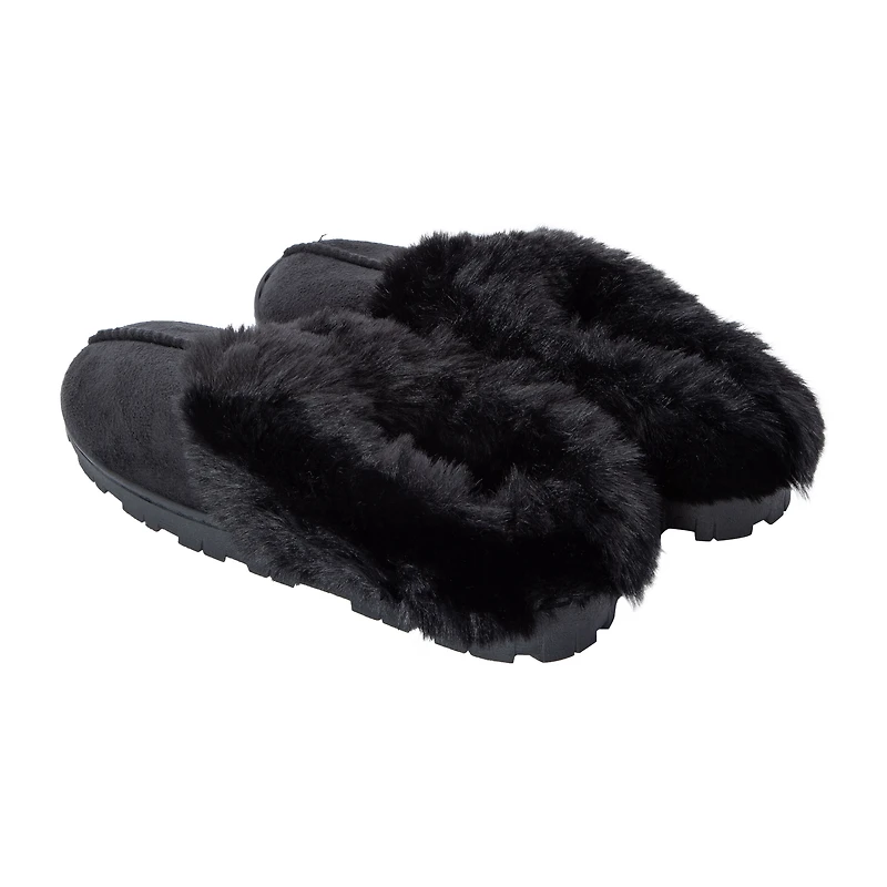 Women's Fluffy Suede Scuff Slippers