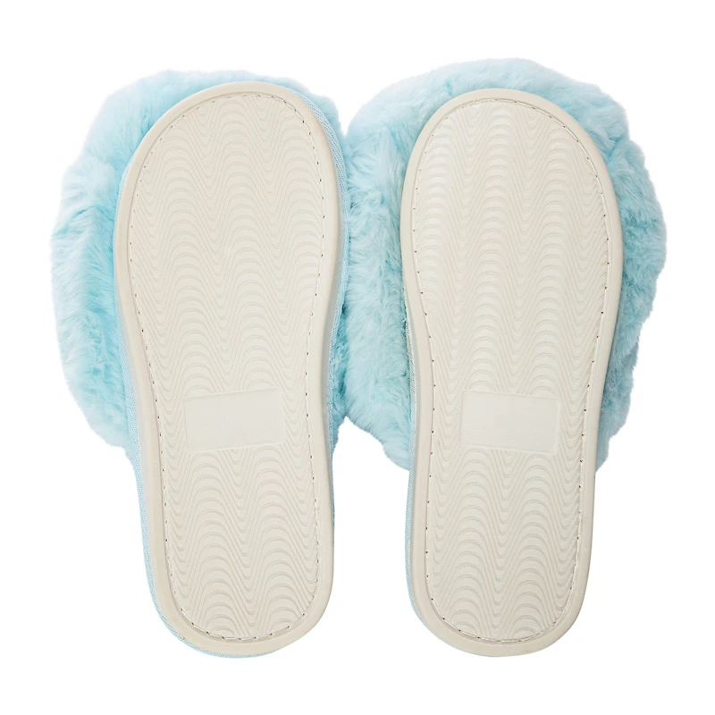 Ladies Fluffy Faux Fur Slippers
